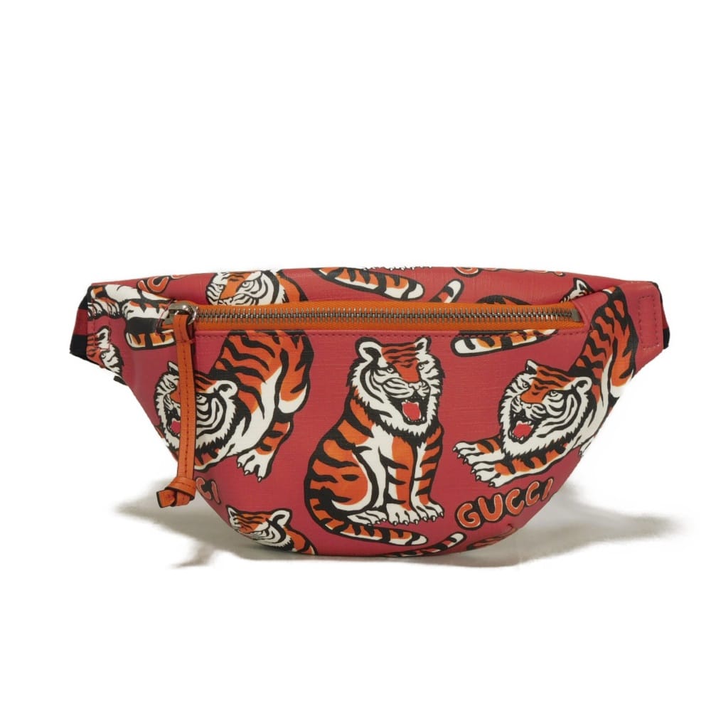 GUCCI Sling bag 502095 FABBG 6480 PVC canvas Red Chilled license Tiger waist pouch