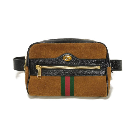 GUCCI Sling bag 517076 0KCDB 2863 Suede x patent leather Brown Web stripe Ophidia small belt bag
