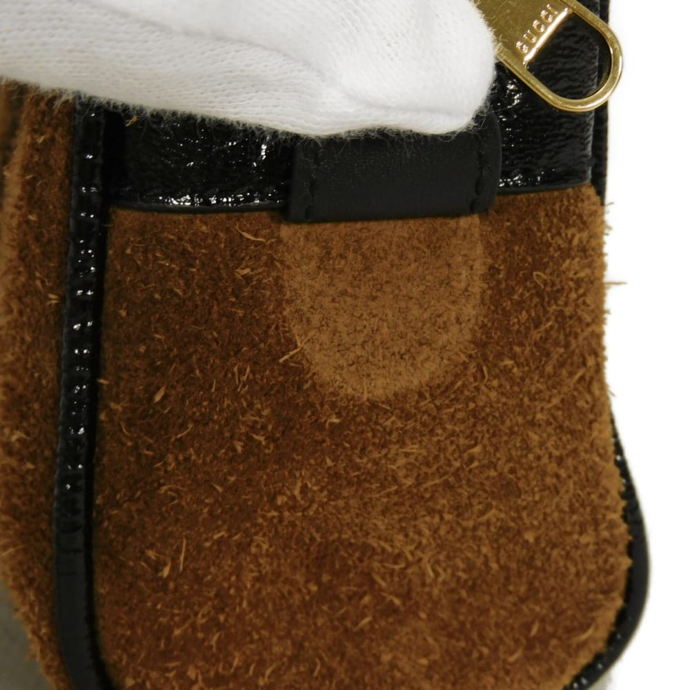 GUCCI Sling bag 517076 0KCDB 2863 Suede x patent leather Brown Web stripe Ophidia small belt bag