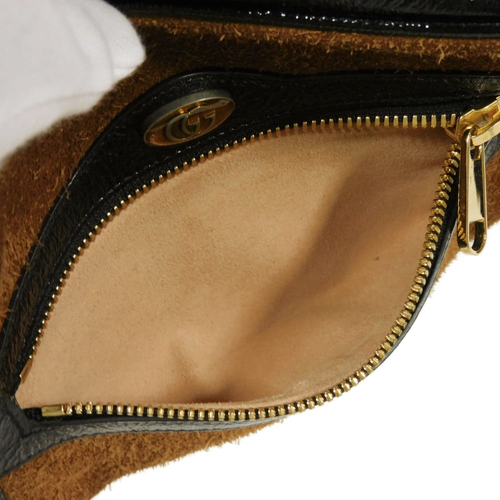 GUCCI Sling bag 517076 0KCDB 2863 Suede x patent leather Brown Web stripe Ophidia small belt bag