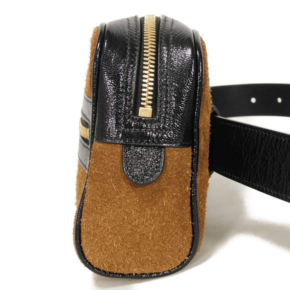 GUCCI Sling bag 517076 0KCDB 2863 Suede x patent leather Brown Web stripe Ophidia small belt bag
