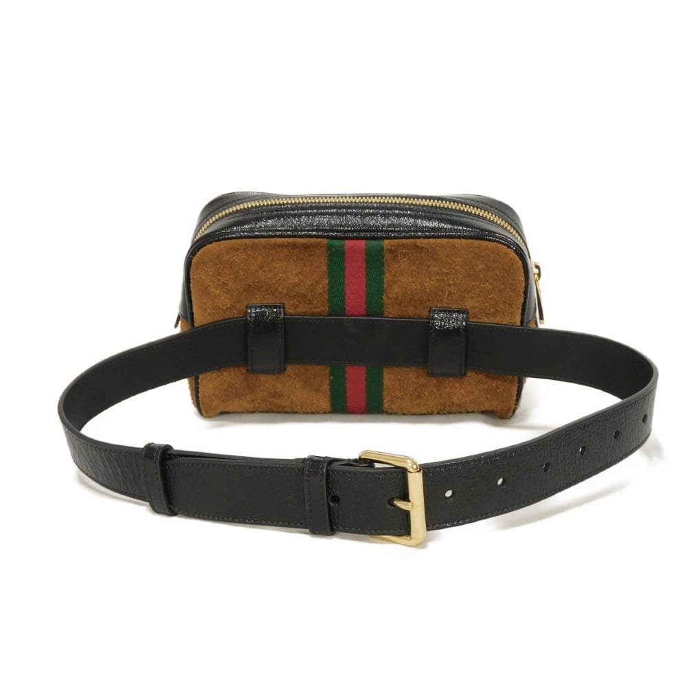GUCCI Sling bag 517076 0KCDB 2863 Suede x patent leather Brown Web stripe Ophidia small belt bag