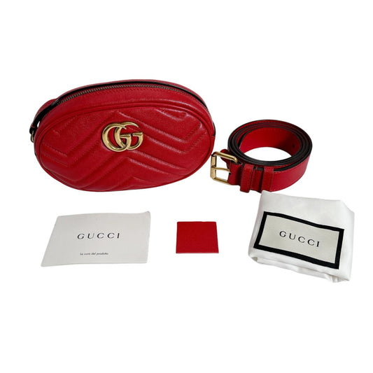 GUCCI Sling bag 476434 Cowhide Red GG Marmont