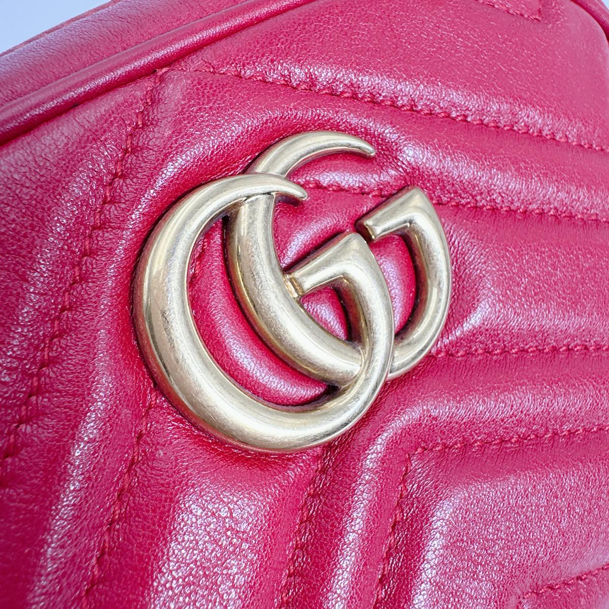 GUCCI Sling bag 476434 Cowhide Red GG Marmont