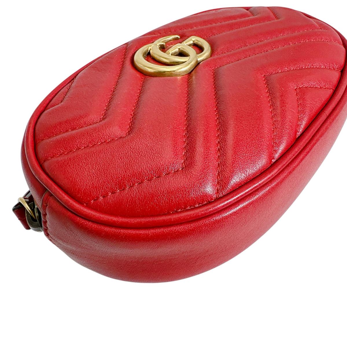 GUCCI Sling bag 476434 Cowhide Red GG Marmont