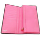 CHANEL Long Wallet Purse A26717 Calfskin Black x Pink Cambon
