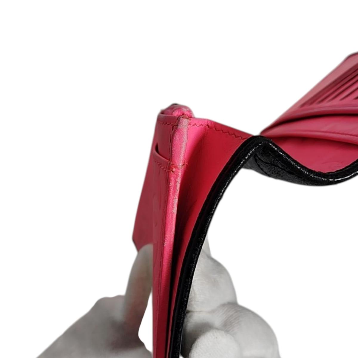 CHANEL Long Wallet Purse A26717 Calfskin Black x Pink Cambon