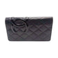 CHANEL Long Wallet Purse A26717 Calfskin Black x Pink Cambon