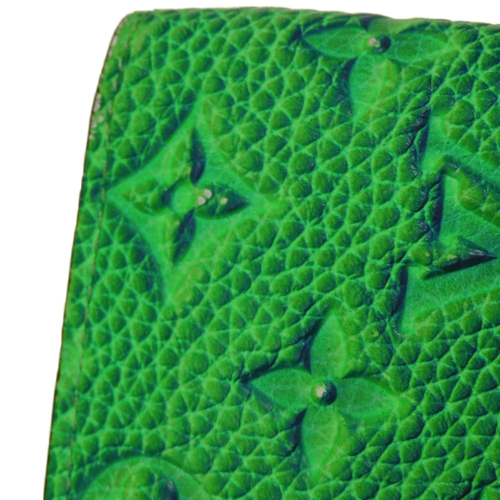 LOUIS VUITTON Long Wallet Purse M81255 Taurillon Clemence leather (monogram embossed) Neon green Monogram Taurillon Clemence Portefeuille Braza