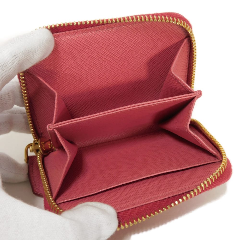 PRADA Coin case 1MM268 QHH F0505 Safiano leather (stamped) Peonia Triangle logo Saffiano coin purse