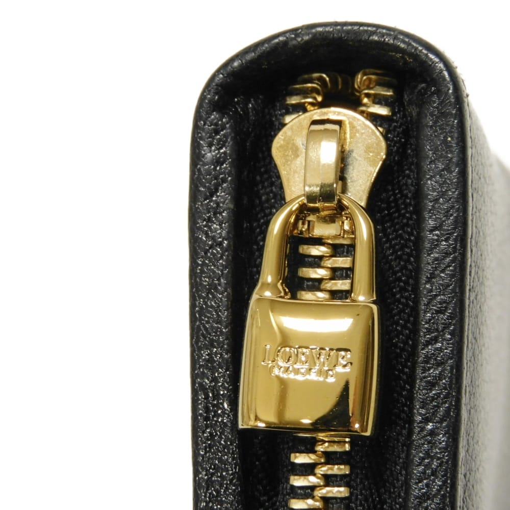 LOEWE Long Wallet Purse 113N95.F13 Goatskin black anagram Amazona Zip Around Wallet