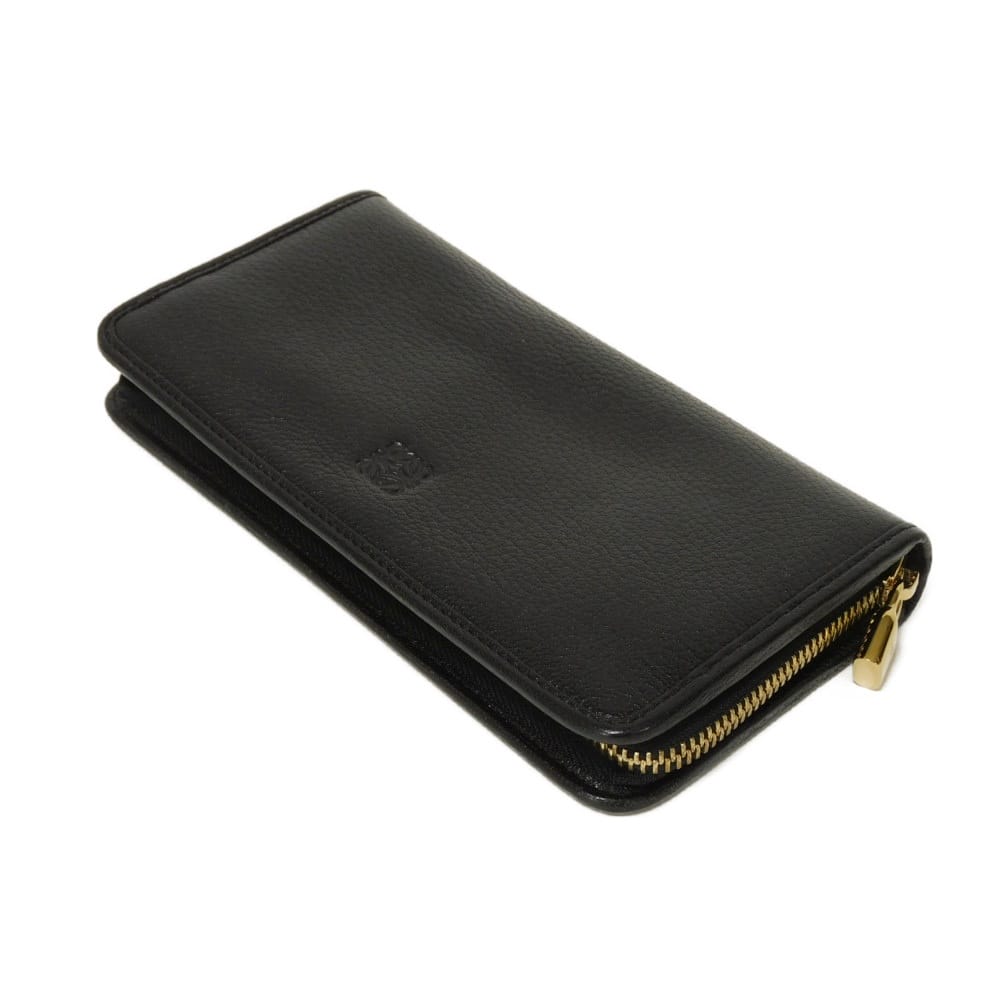 LOEWE Long Wallet Purse 113N95.F13 Goatskin black anagram Amazona Zip Around Wallet