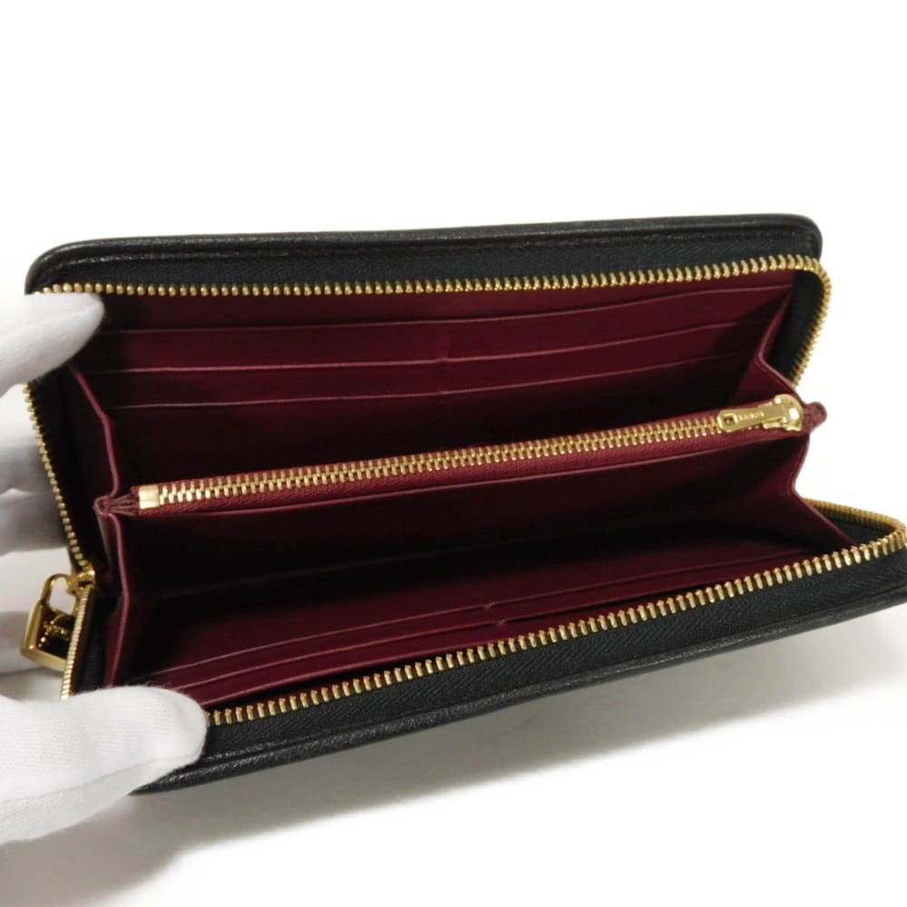 LOEWE Long Wallet Purse 113N95.F13 Goatskin black anagram Amazona Zip Around Wallet