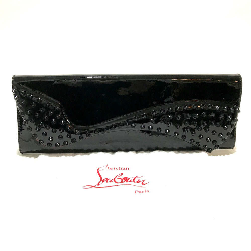 Christian Louboutin Clutch bag 3120524 Patent leather black Spike studs Pigalle enamel Women Used Authentic