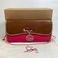 Christian Louboutin Clutch bag 1120586 Calfskin/patent leather/suede Brown x pink By color Riviera Women Used Authentic