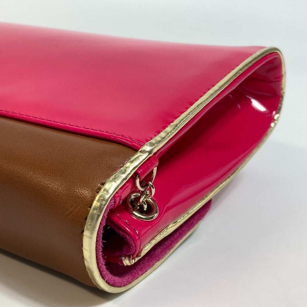 Christian Louboutin Clutch bag 1120586 Calfskin/patent leather/suede Brown x pink By color Riviera Women Used Authentic