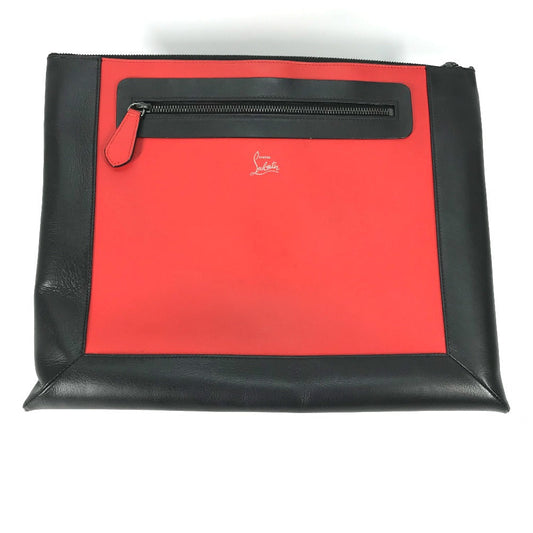 Christian Louboutin Clutch bag leather black logo mens Used Authentic