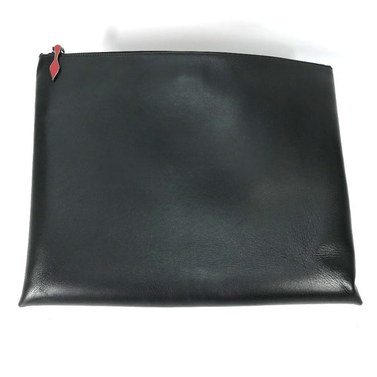 Christian Louboutin Clutch bag leather black logo mens Used Authentic