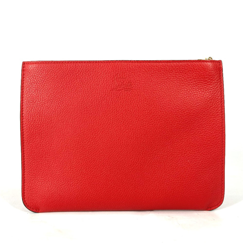 Christian Louboutin Clutch bag 1185073 leather black Heart charm with logo Women Used Authentic