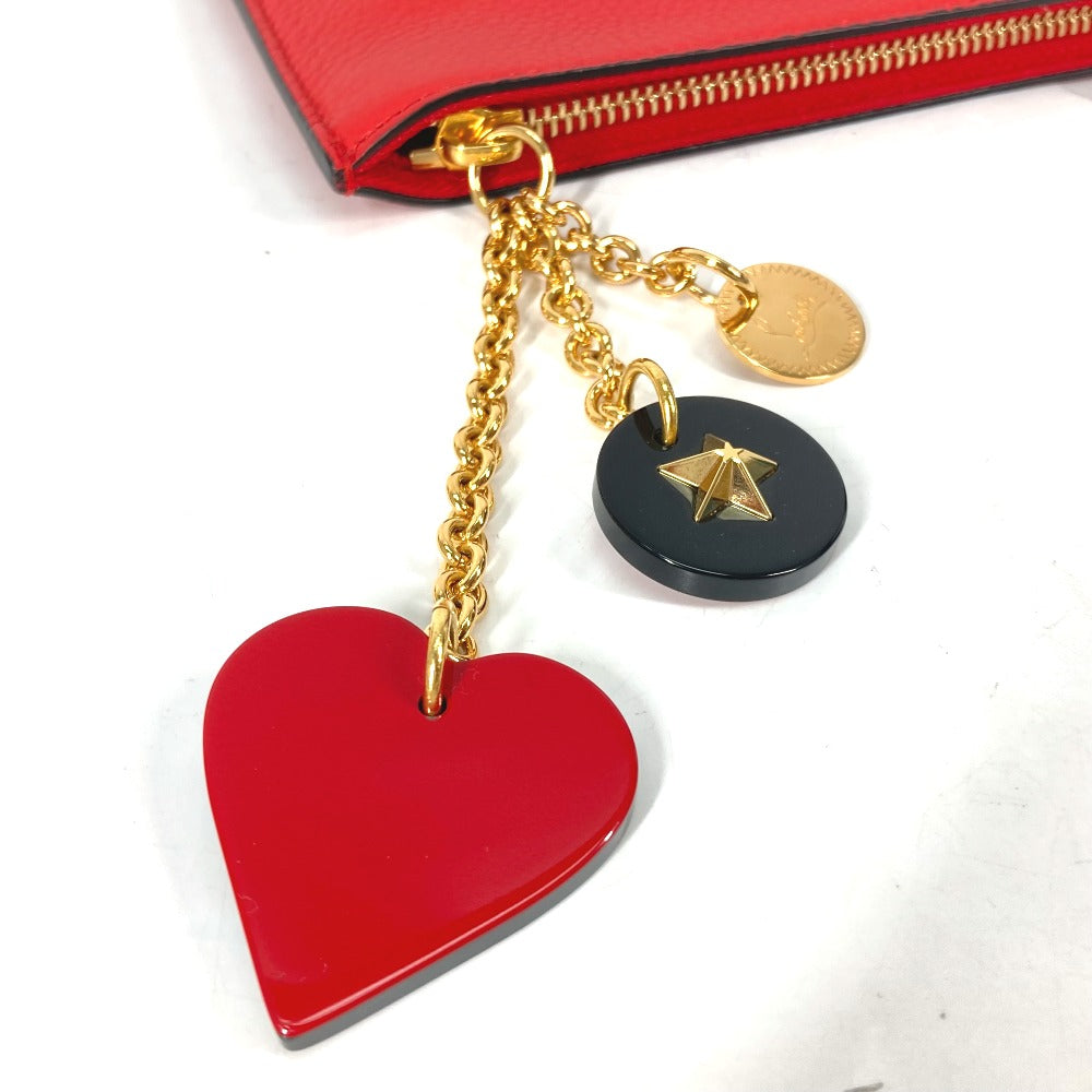 Christian Louboutin Clutch bag 1185073 leather black Heart charm with logo Women Used Authentic