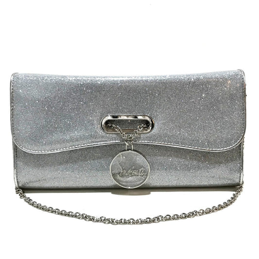 Christian Louboutin Clutch bag 1145132 PVC Silver Glitter Riviera Women Used Authentic