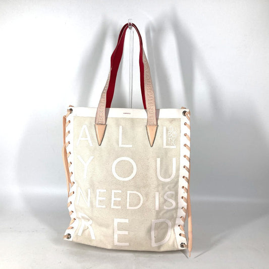 Christian Louboutin Shoulder Bag Canvas / leather white Vertical Tote Bag CABALACE Women Used Authentic