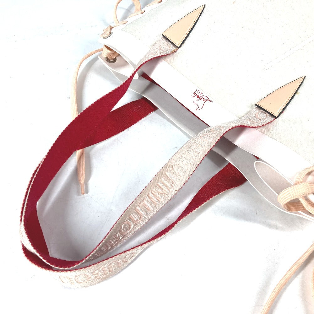Christian Louboutin Shoulder Bag Canvas / leather white Vertical Tote Bag CABALACE Women Used Authentic