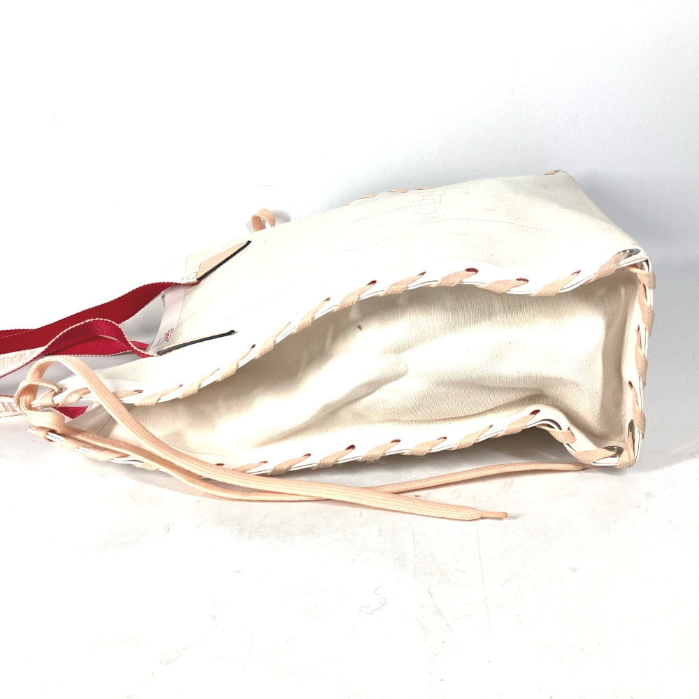 Christian Louboutin Shoulder Bag Canvas / leather white Vertical Tote Bag CABALACE Women Used Authentic