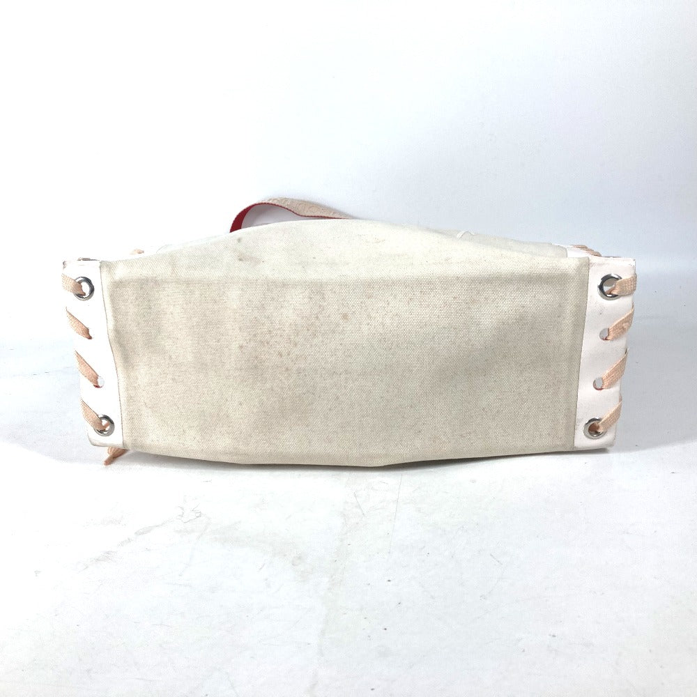 Christian Louboutin Shoulder Bag Canvas / leather white Vertical Tote Bag CABALACE Women Used Authentic