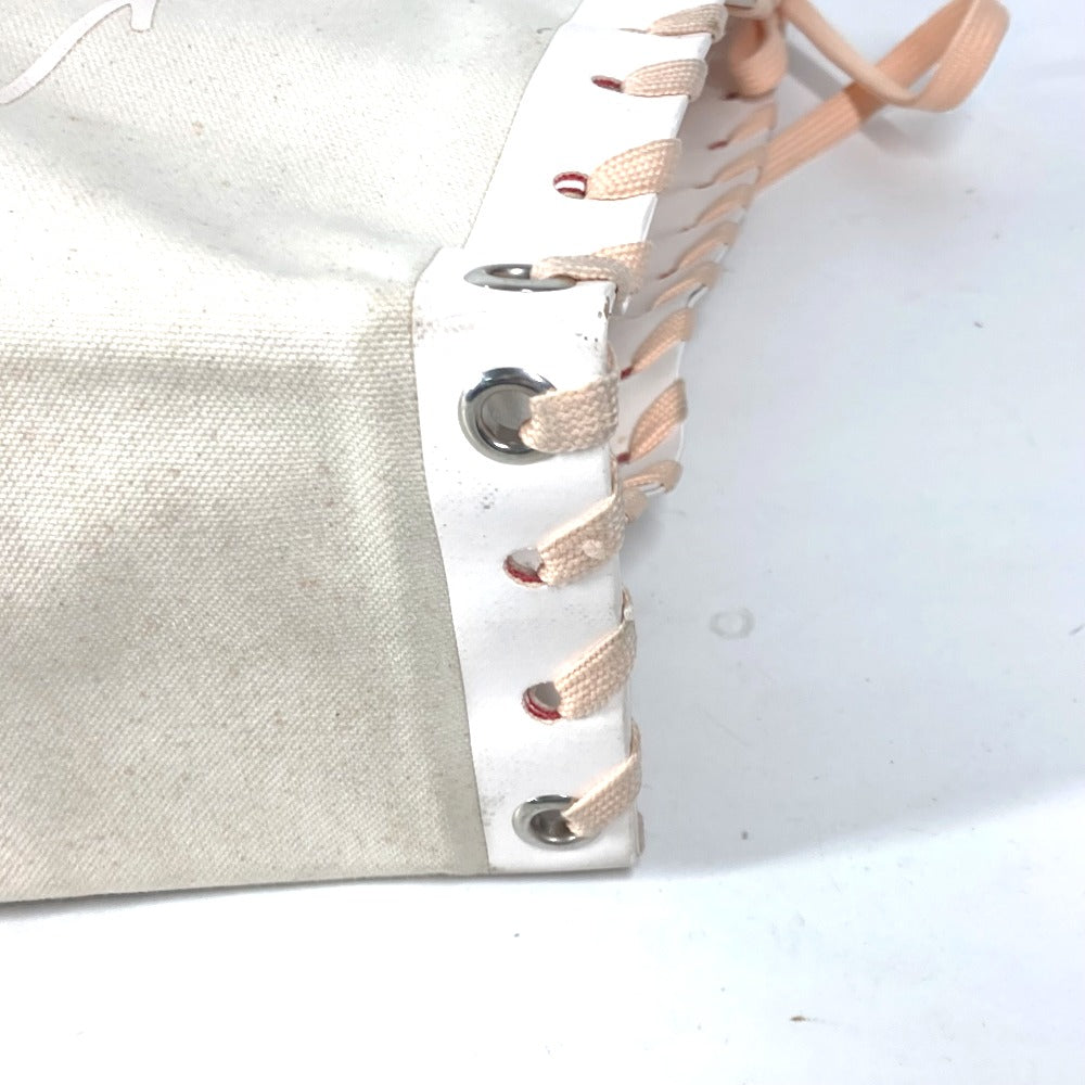 Christian Louboutin Shoulder Bag Canvas / leather white Vertical Tote Bag CABALACE Women Used Authentic