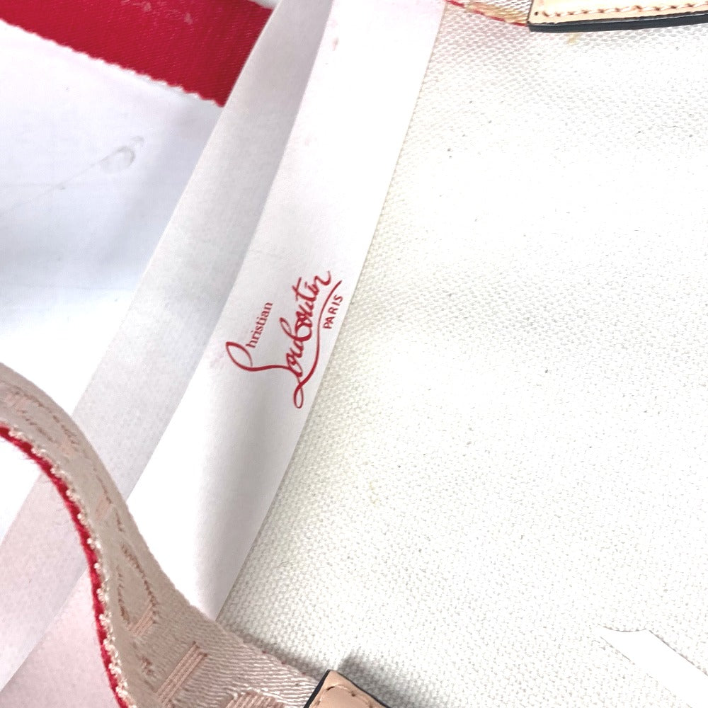 Christian Louboutin Shoulder Bag Canvas / leather white Vertical Tote Bag CABALACE Women Used Authentic