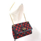 Christian Louboutin Shoulder Bag Canvas / leather Red Check Pattern Sweet charity Women Used Authentic
