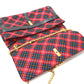 Christian Louboutin Shoulder Bag Canvas / leather Red Check Pattern Sweet charity Women Used Authentic