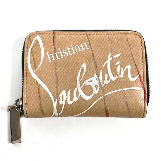 Christian Louboutin Coin case leather beige Wallet Coin Pocket craft logo Women Used Authentic