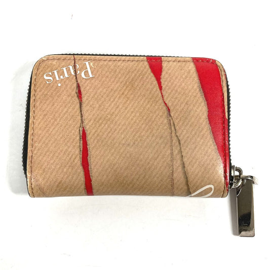 Christian Louboutin Coin case leather beige Wallet Coin Pocket craft logo Women Used Authentic