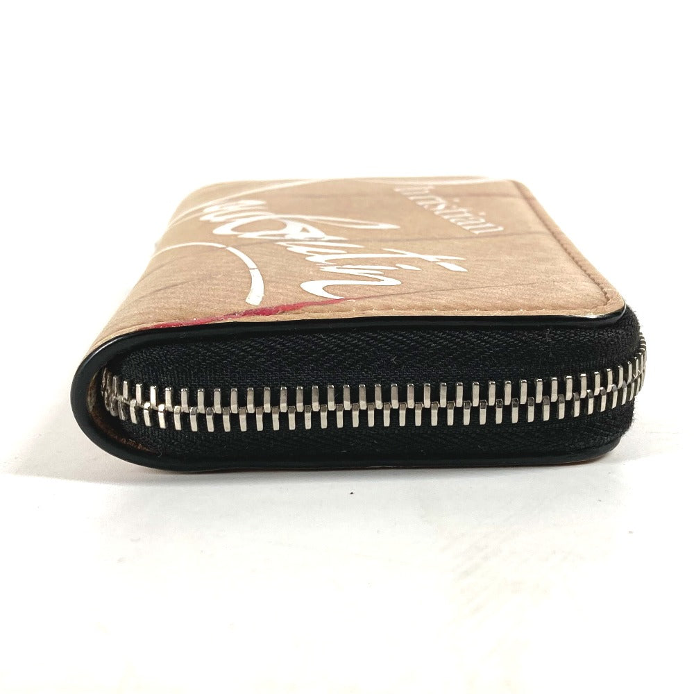 Christian Louboutin Coin case leather beige Wallet Coin Pocket craft logo Women Used Authentic