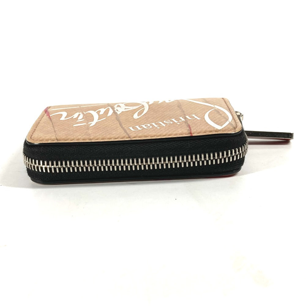 Christian Louboutin Coin case leather beige Wallet Coin Pocket craft logo Women Used Authentic