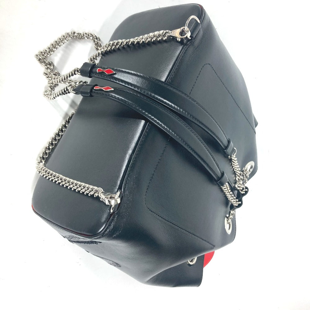 Christian Louboutin Backpack leather black Sequin logo MARIE JANE Women Used Authentic