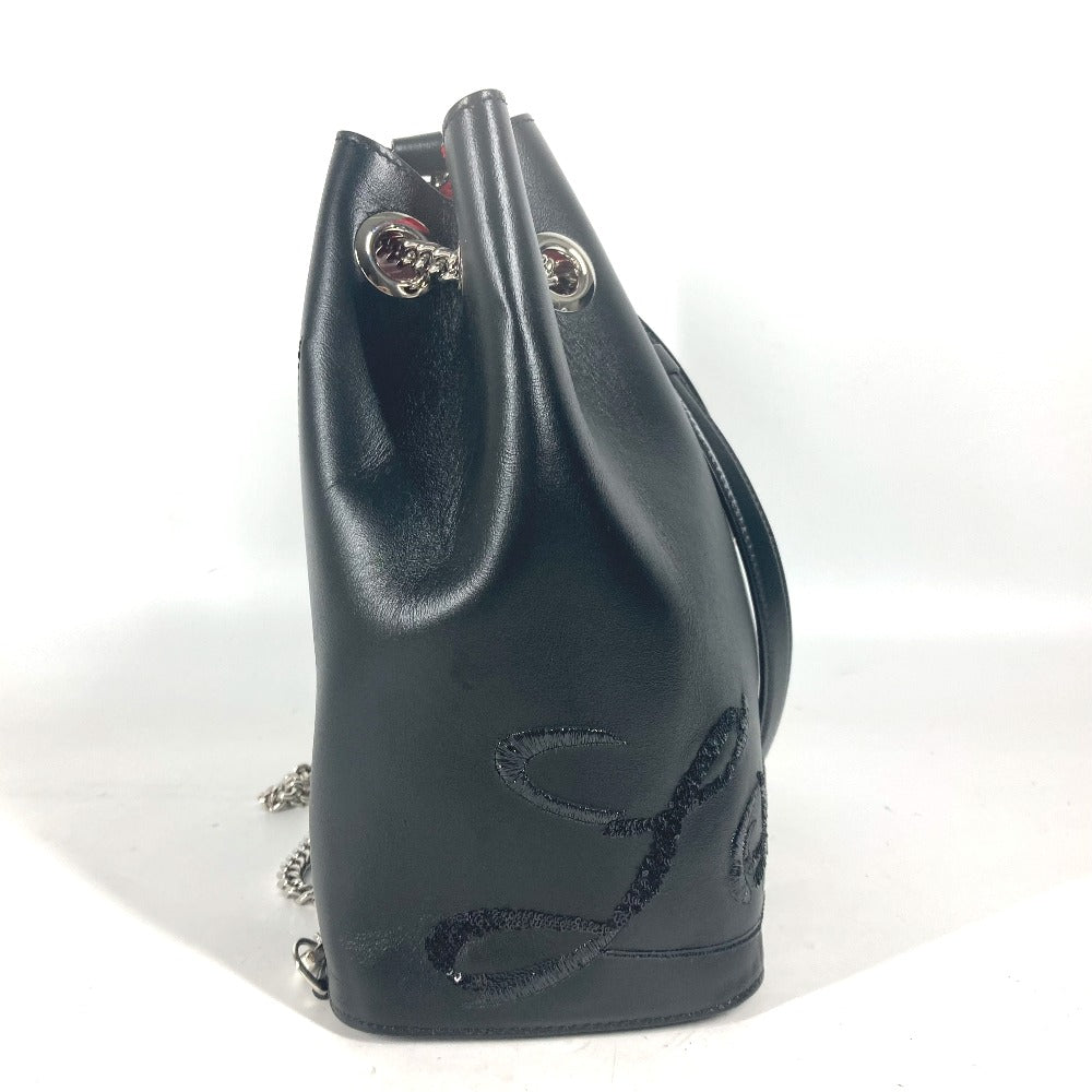 Christian Louboutin Backpack leather black Sequin logo MARIE JANE Women Used Authentic