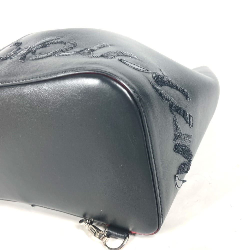 Christian Louboutin Backpack leather black Sequin logo MARIE JANE Women Used Authentic