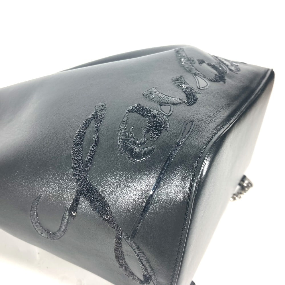 Christian Louboutin Backpack leather black Sequin logo MARIE JANE Women Used Authentic