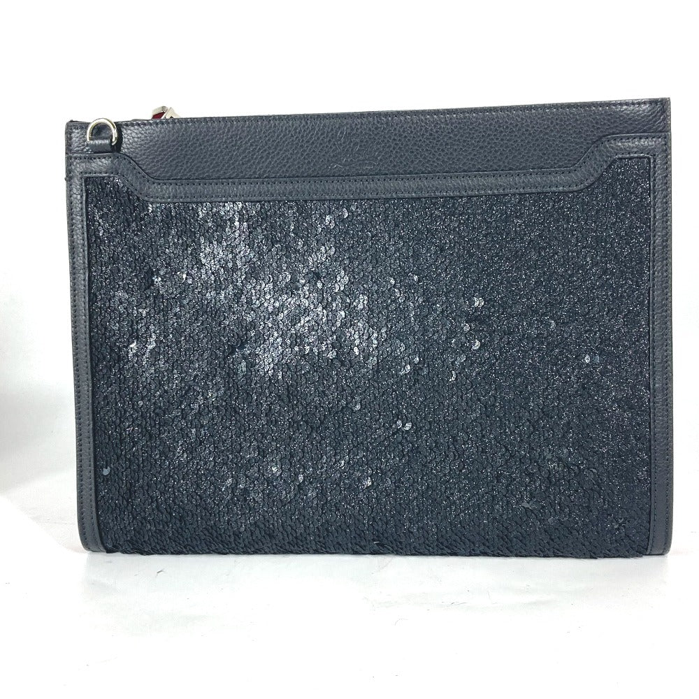 Christian Louboutin Shoulder Bag leather black SKY Sky Sequins Women Used Authentic