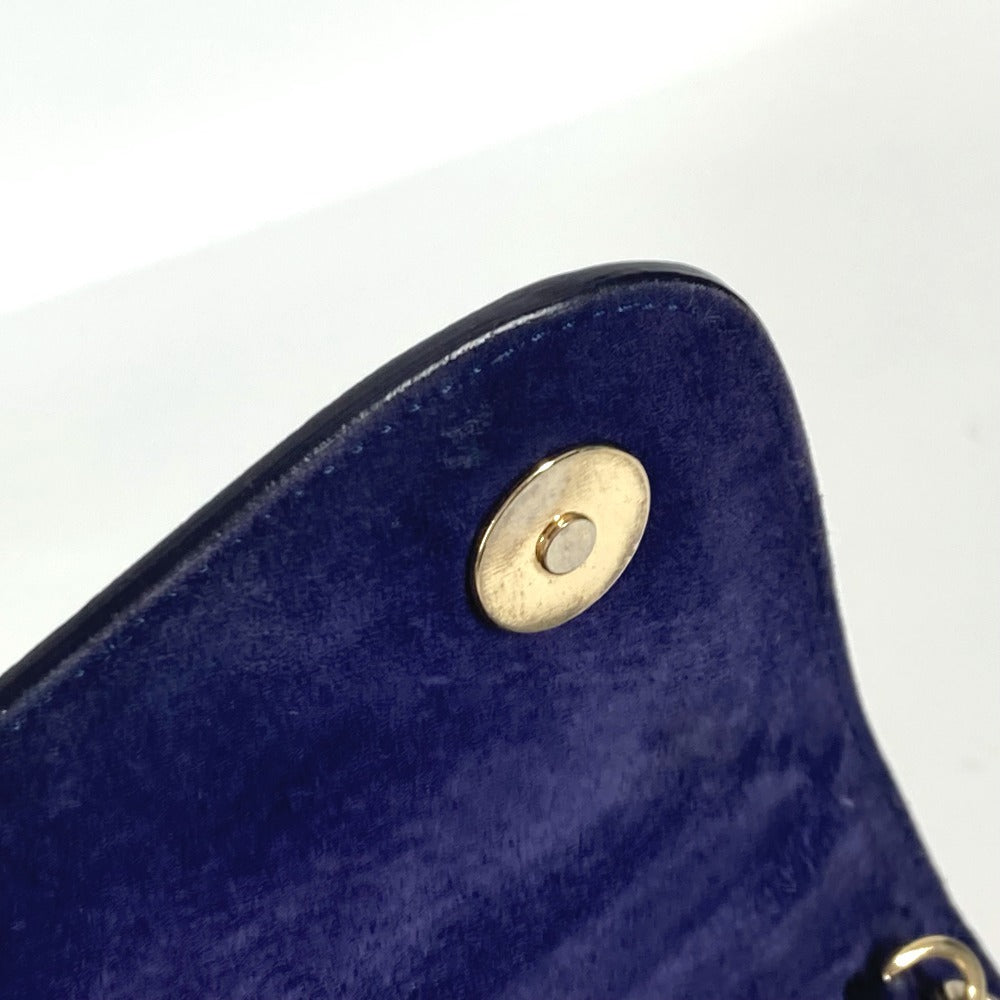 Christian Louboutin Shoulder Bag Patent leather Navy Chain bag, 2WAY bag, clutch bag, flap logo riviera