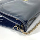 Christian Louboutin Shoulder Bag Patent leather Navy Chain bag, 2WAY bag, clutch bag, flap logo riviera
