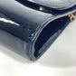 Christian Louboutin Shoulder Bag Patent leather Navy Chain bag, 2WAY bag, clutch bag, flap logo riviera