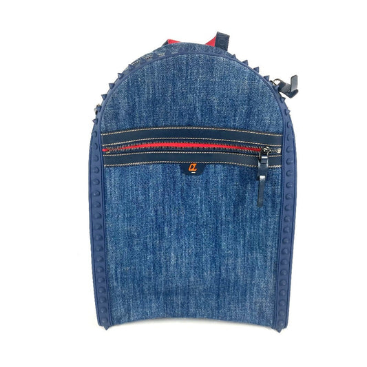 Christian Louboutin Backpack denim blue logo studs