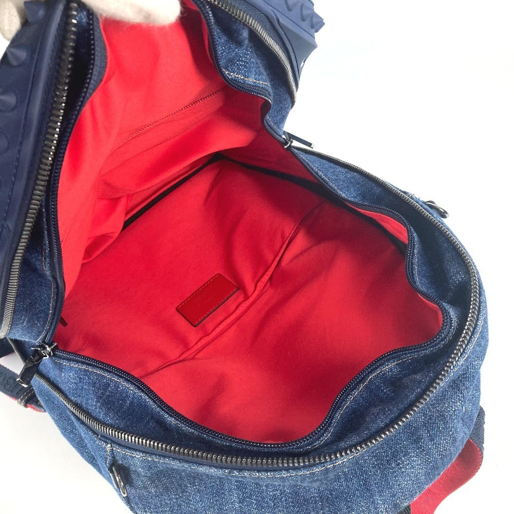 Christian Louboutin Backpack denim blue logo studs
