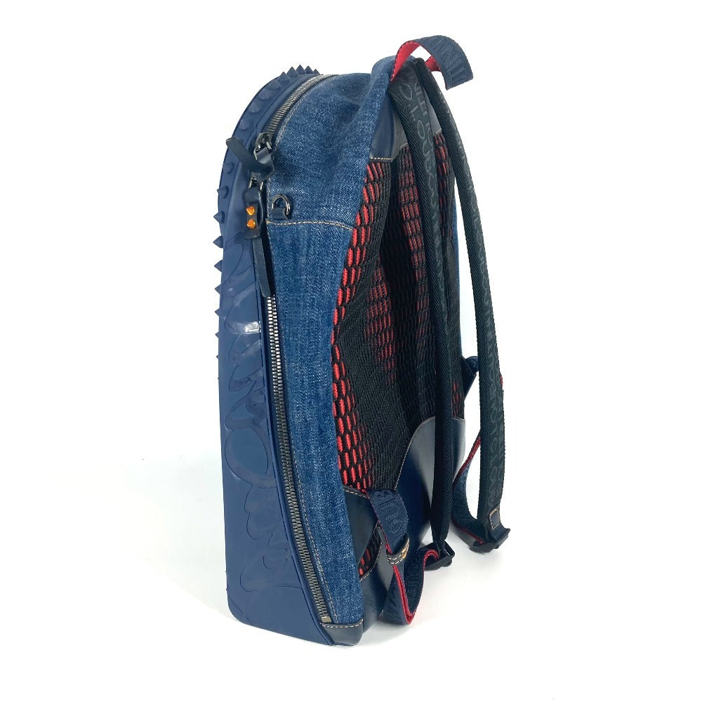 Christian Louboutin Backpack denim blue logo studs