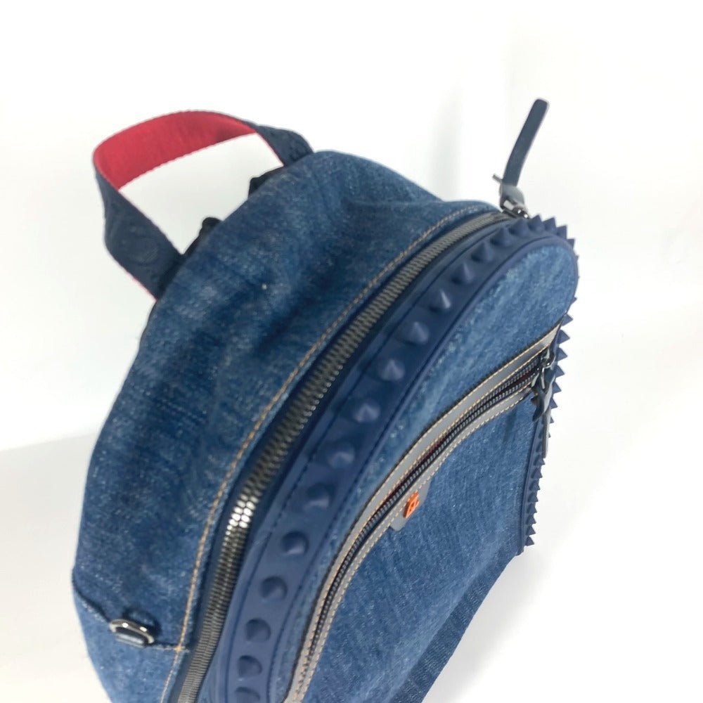 Christian Louboutin Backpack denim blue logo studs