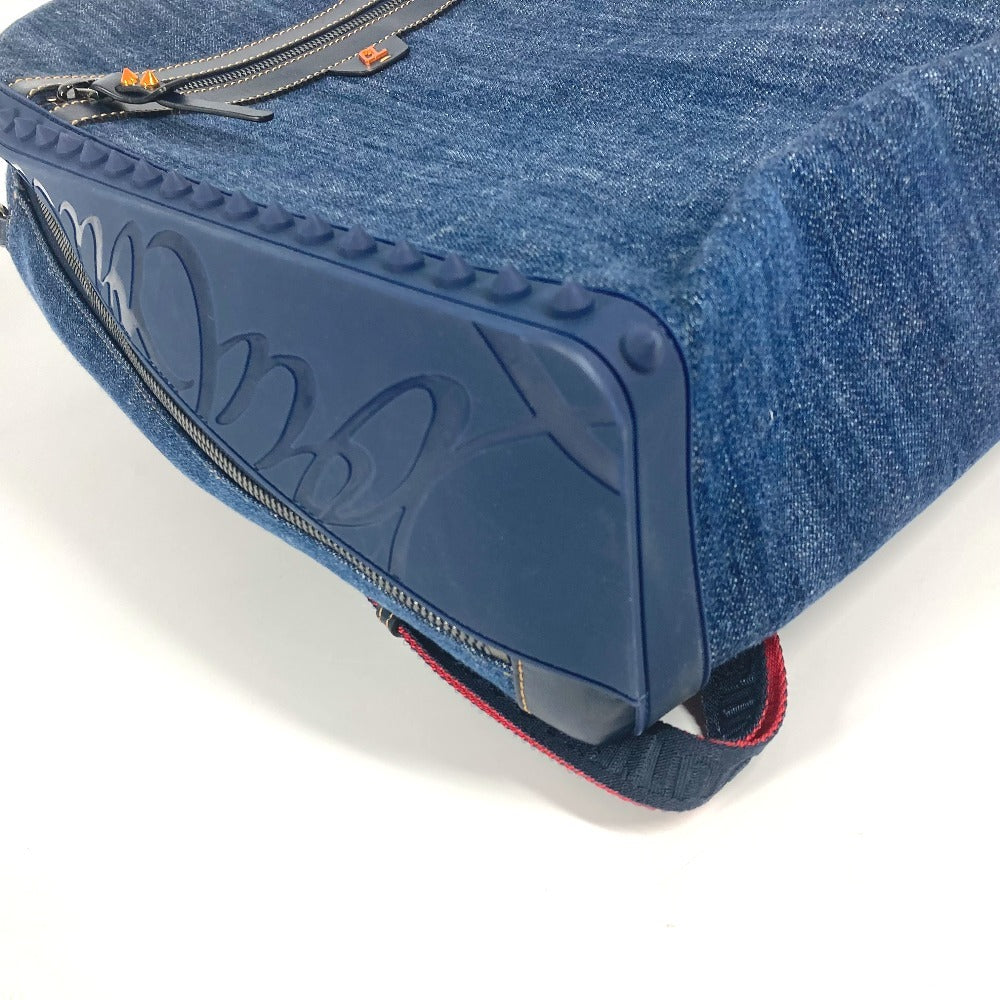 Christian Louboutin Backpack denim blue logo studs